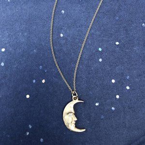 Solid 9k Gold Diamond Crescent Moon Necklace